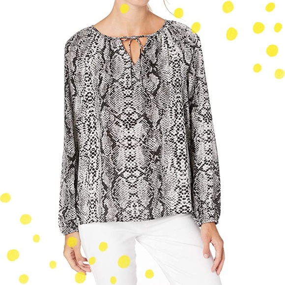 NWT NYDJ Peasant Blouse in Grey Victorian Python size 1X - Picture 1 of 12